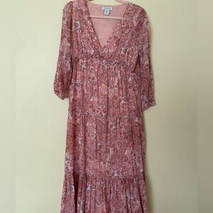 Rachel Zoe Pink and White Tiered Ruffled Sundress